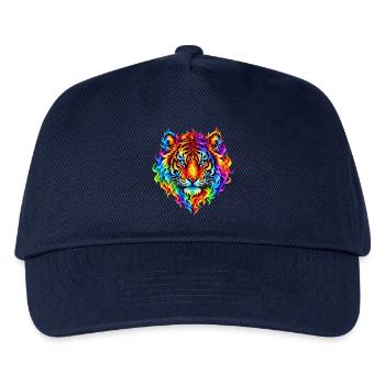 Regenbogentiger in Flammen - Kinder Basecap - Navy - Vorne
