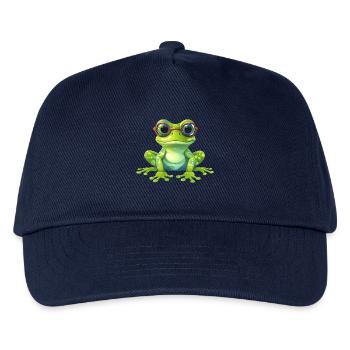 Nerd-Frosch mit Brille - Kinder Basecap - Navy - Vorne