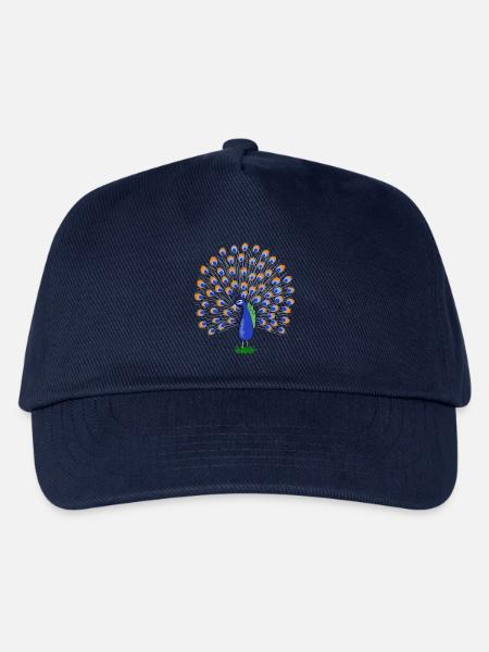 Bunte Pfauenfeder Illustration - Kinder Basecap - Navy