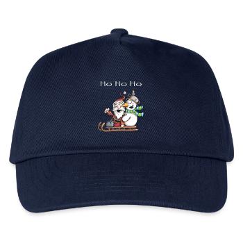 Santa Claus and Snowman ride a sledge - Gift - Kids’ Baseball Cap - navy - Front