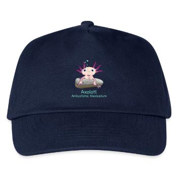 Kultiger Axolotl chillt, handgezeichnet - Kinder Basecap - Navy - Vorne
