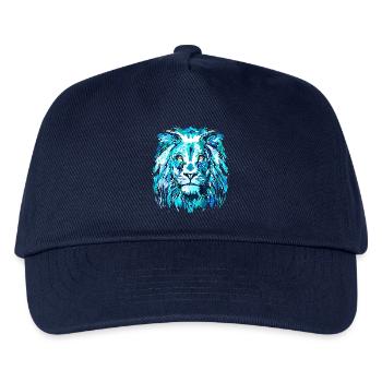 Blauer Löwenkopf - Sternzeichen Löwe - Kinder Basecap - Navy - Vorne