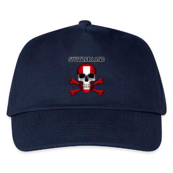 Crâne Jolly Roger Pirate Flag Suisse R6Z - Casquette de baseball Enfant - marine - Devant
