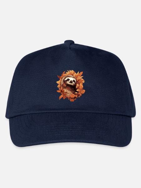 Süßes Faultier im Herbstlaub - Kinder Basecap - Navy