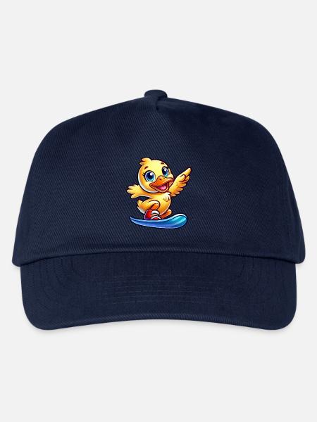 Süße Ente Cartoon Surfer Snowboarder - Kinder Basecap - Navy