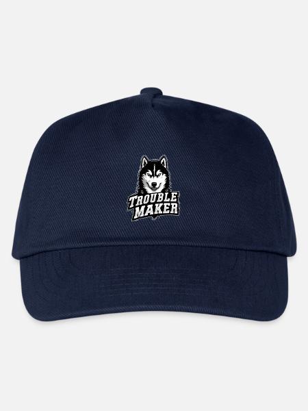 Husky – TROUBLE MAKER | Lustiges Hunde Design - Kinder Basecap - Navy