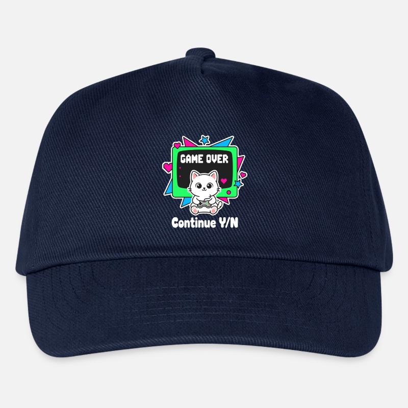 Retro Katzen Controller Game Over - Kinder Basecap - Navy