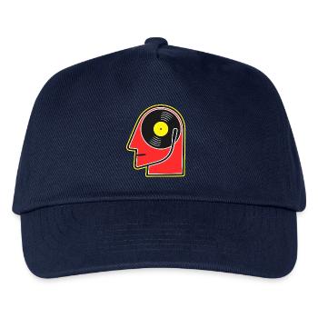 Vinyl-Album-Kopf-Cartoonporträt - Kinder Basecap - Navy - Vorne