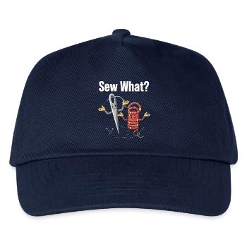 Sew What Lustiges Nähmaschinen Motiv - Kinder Basecap - Navy - Vorne