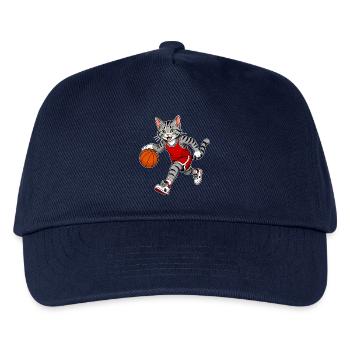 Basketball Katze – Dribbling Cat - Kinder Basecap - Navy - Vorne