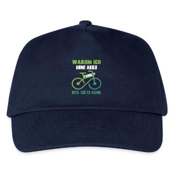 Humorvolles Fahrrad-Motiv ohne Akku - Kinder Basecap - Navy - Vorne