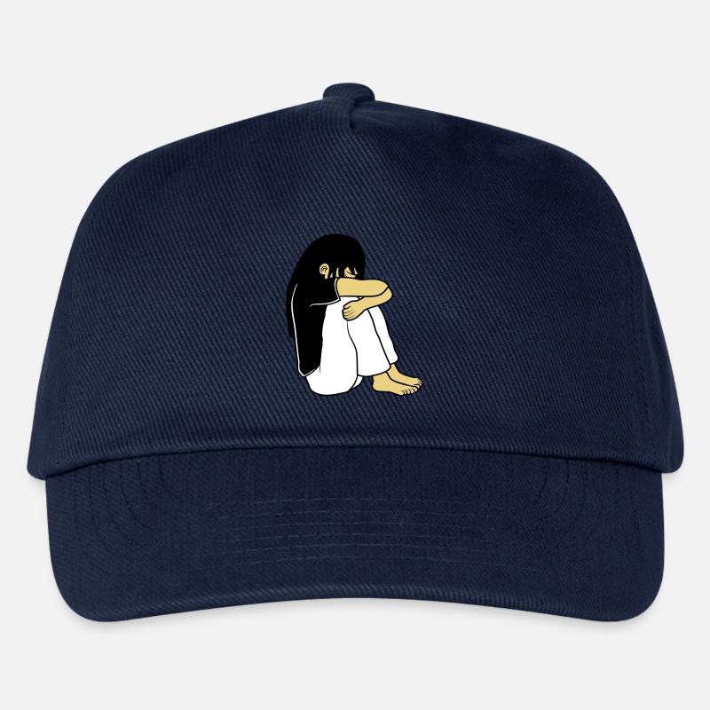 Trauriges Sitzendes Mädchen - Kinder Basecap - Navy
