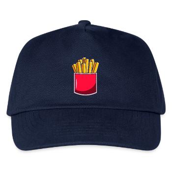 Pocket Fries - Brusttasche Pommes Frites - Kinder Basecap - Navy - Vorne