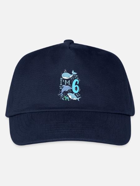6. Geburtstag Wal Hai Delphin Meeresschildkröte - Kinder Basecap - Navy