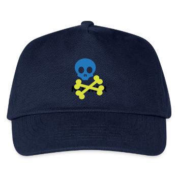 Neon Blue Skull and Crossbones - Kids’ Baseball Cap - navy - Front
