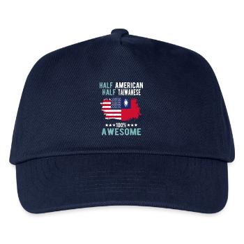 Halb Amerikaner Halb Taiwaner - Kinder Basecap - Navy - Vorne