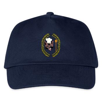 Lorbeerkranz Gourmet Koch Katze Kochlöffel hunger - Kinder Basecap - Navy - Vorne