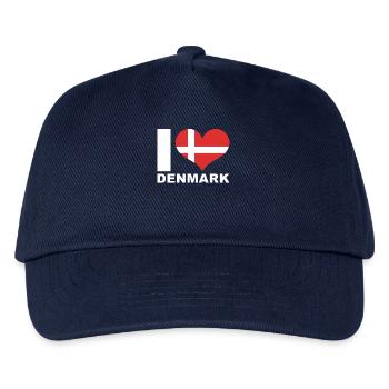 Ich liebe Dänemark Herz Flagge Dänemark - Kinder Basecap - Navy - Vorne