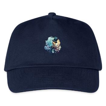 Krake trägt grossen Zylinder - Kinder Basecap - Navy - Vorne