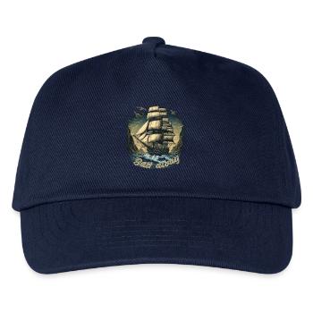 Gigantisches Boot segelt im Sturm auf hoher See mi - Kinder Basecap - Navy - Vorne