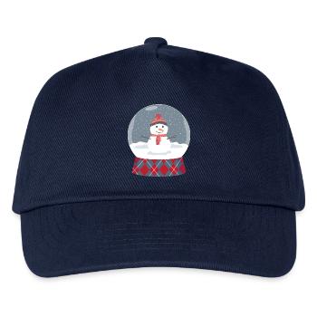 Glaskugel mit Schneemann - Kinder Basecap - Navy - Vorne