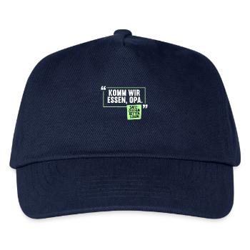 Komm wir essen, Opa. Satzzeichen retten Leben - Kinder Basecap - Navy - Vorne