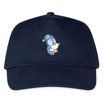 Pinguin mit Kissen und Schlafmütze - Kinder Basecap - Navy - Vorne