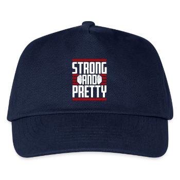 Strong And Pretty Lustiger Gym Fitness Spruch - Kinder Basecap - Navy - Vorne