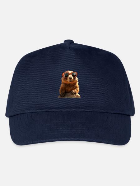 Murmeltier mit Sonnenbrille Nagetier Erdhörnchen - Kinder Basecap - Navy