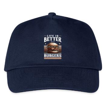 Burgers und Lebensfreude Motiv - Kinder Basecap - Navy - Vorne