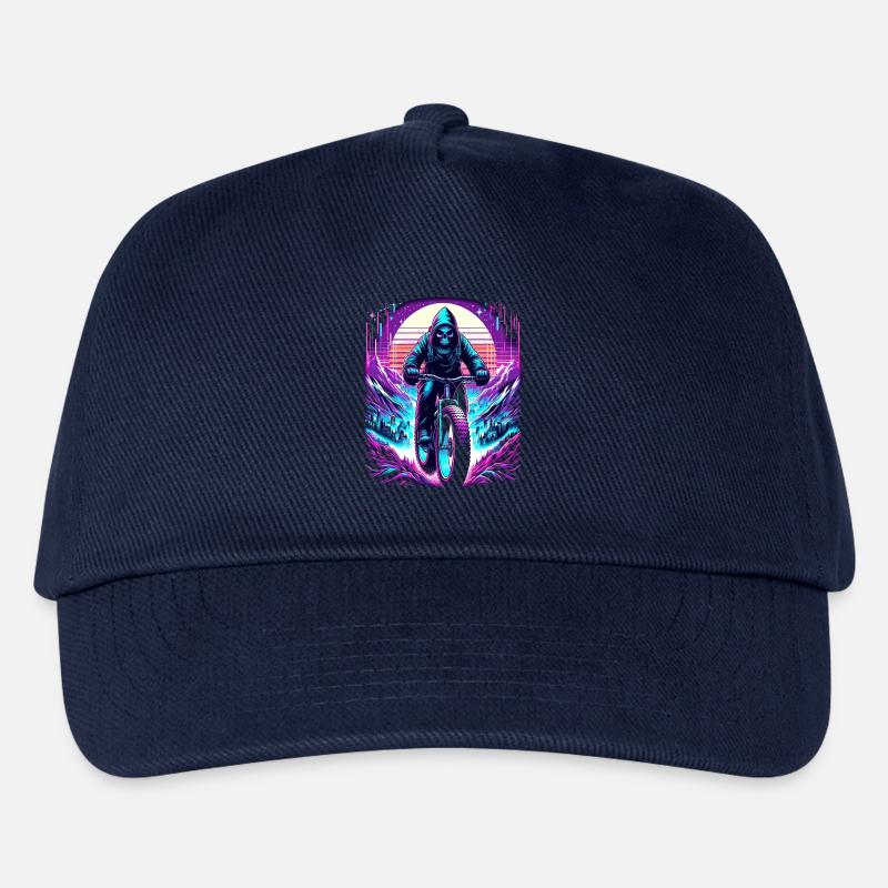 Skeleton Fatbiker Synthwave Retro Bicycle Rider - Casquette de baseball Enfant - marine