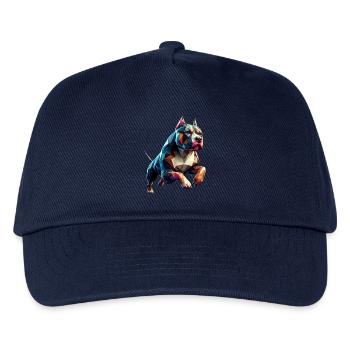 Pitbull Hund läuft Origami Geometrisch 3D - Kinder Basecap - Navy - Vorne