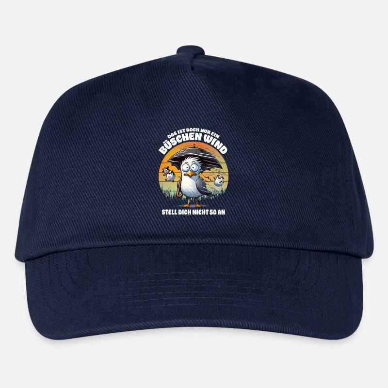 Lustige Möwe im Sturm Lustiger Spruch Büschen Wind - Kinder Basecap - Navy