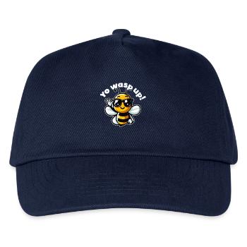 Yo Wasp Up Lustiges Wortspiel für Insektenliebhaber Entomologie - Kinder Basecap - Navy - Vorne