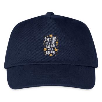 Atme Tief Sonniger Motivationsspruch - Kinder Basecap - Navy - Vorne