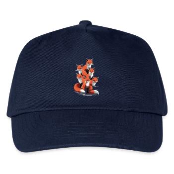 Fuchs Künstlersich Entwurf mit Sechs Füchsen - Kinder Basecap - Navy - Vorne