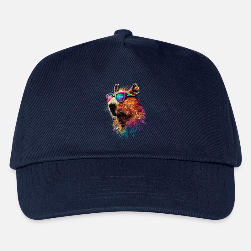Capybara Sonnenbrille Bunt Popart Wasserschwein - Kinder Basecap - Navy