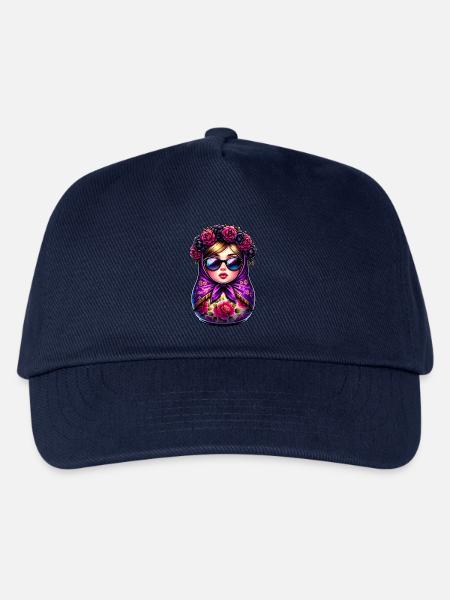 Russian Girl Matroschka Moskau mit Sonnenbrille - Kinder Basecap - Navy