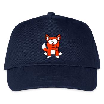 Hund Fuchs Lustige Grimasse Schielen Zunge Raus - Kinder Basecap - Navy - Vorne