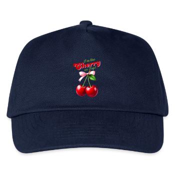 I'm the Cherry on Top - Cherries with a Pink Bow - Kids’ Baseball Cap - navy - Front