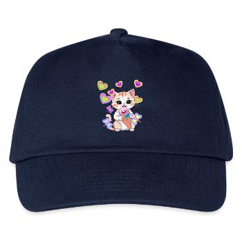 Kind Kinder Kleinkinder Baby Katze Katzen Eiskrem - Kinder Basecap - Navy - Vorne