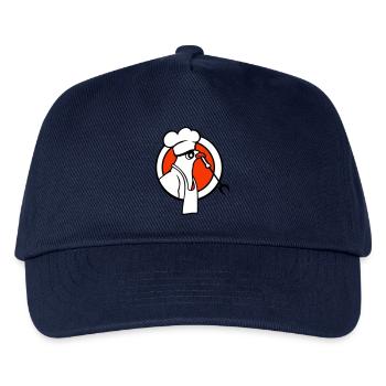 Vogel grillt Wurst Grillen lecker Würstchen essen - Kinder Basecap - Navy - Vorne
