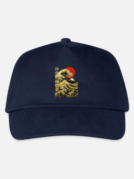 Goldene Große Welle Kanagawa - Hokusai Japanische - Kinder Basecap - Navy