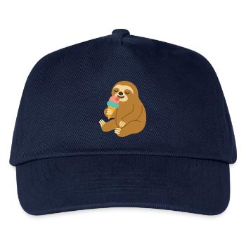 Glückliches Faultier mit Eis – Sommerlaune Motiv - Kinder Basecap - Navy - Vorne