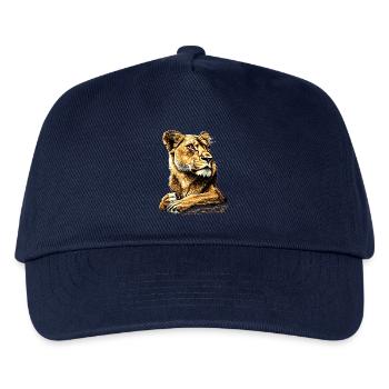 Löwin Lioness Mom Löwe Löwinnen Mama Wilde Löwen - Kinder Basecap - Navy - Vorne