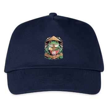 Cheerful ramen frog with rice straw hat and - Kids’ Baseball Cap - navy - Front