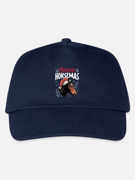 Merry Horsemas Lustiges Pferd Weihnachtsmotiv - Kinder Basecap - Navy
