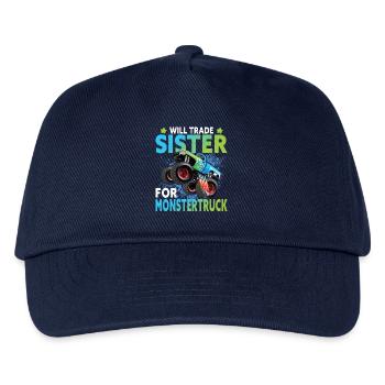 Tausche Schwester Gegen Monstertruck - Kinder Basecap - Navy - Vorne