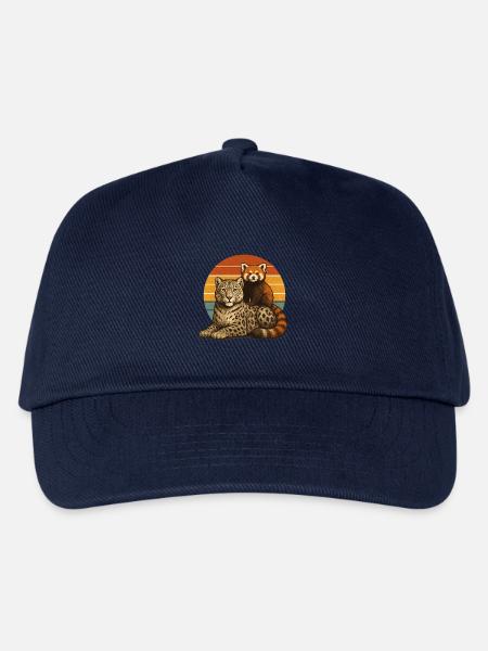 Schneeleopard Roter Panda - Kinder Basecap - Navy