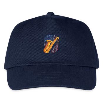 Amerikanischer Saxophonspieler Saxophonist - Kinder Basecap - Navy - Vorne